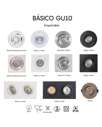 BASICO GU10 * EMPOTRABLE CUADRADO Nickel Satin